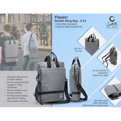 Flappy Stylish Sling Bag Convertible To Backpack Spacious Laptop Compartment - S24