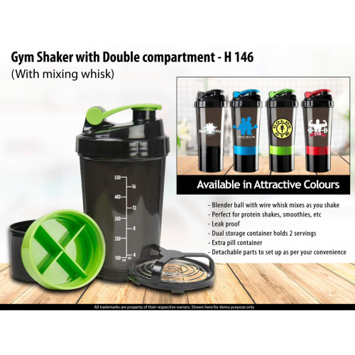 Spider shaker with Double compartment and mixing whisk -H146