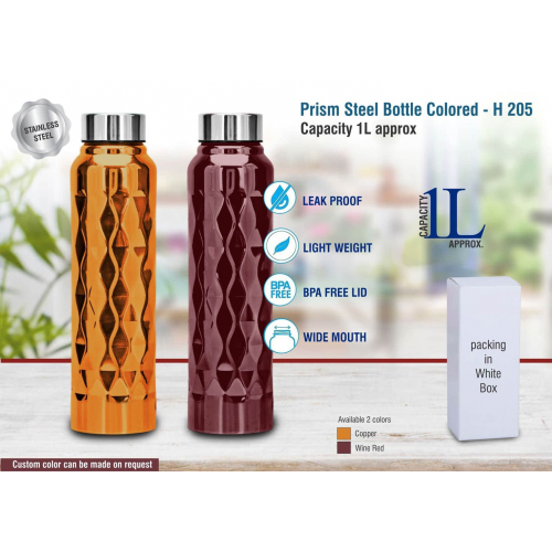 Prism steel bottle Colored Capacity 1L - H205