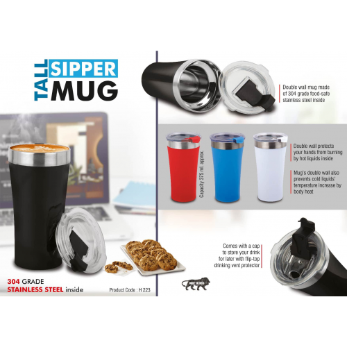 Tall Sipper mug 304 grade Stainless steel inside Capacity 400ml - H223