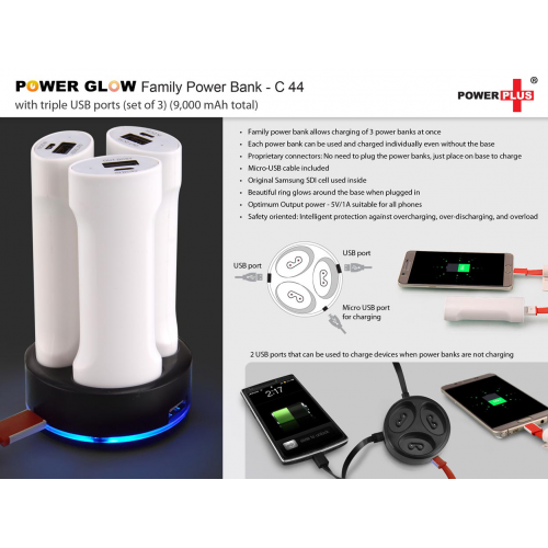 Family power bank with triple USB ports - C44