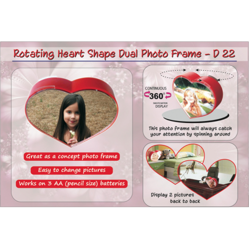 Rotating heart shape dual photo frame - D22