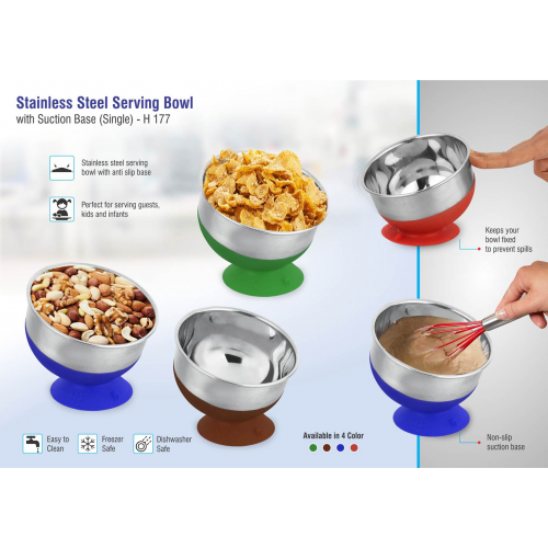 Stainless steel Serving bowl with suction base - H177
