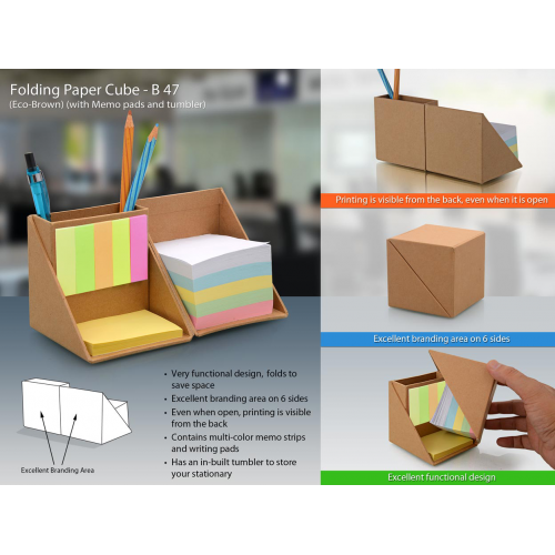 Folding Paper Cube (With Memopad And Tumbler) - B47