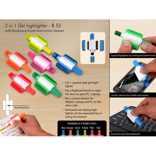Gel Highlighter With Keyboard Brush And Screen Cleaner - B53