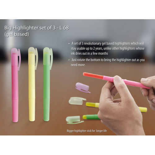 Big Highlighter set of 3 (gel based) - L68
