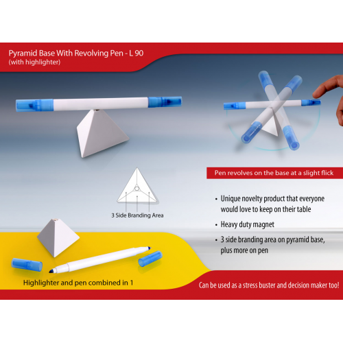 Pyramid stand with Revolving pen & highlighter - L90