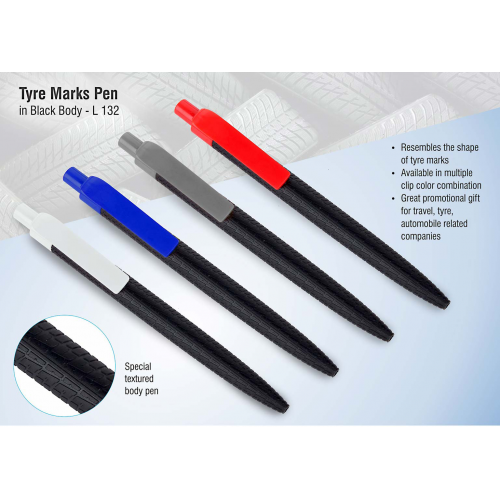 Tyre marks pen in black body - L132
