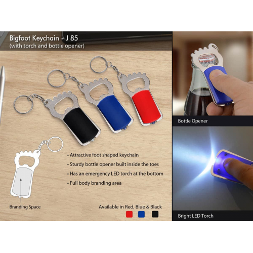 Bigfoot Keychain with torch and bottle opener - J85