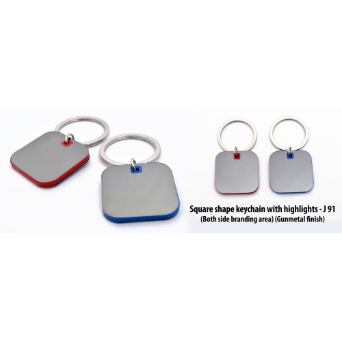 Square shape keychain with highlights - J91