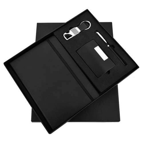 Black Elastic 4 in 1 Diary Pen card holder and Keychain set SR-159