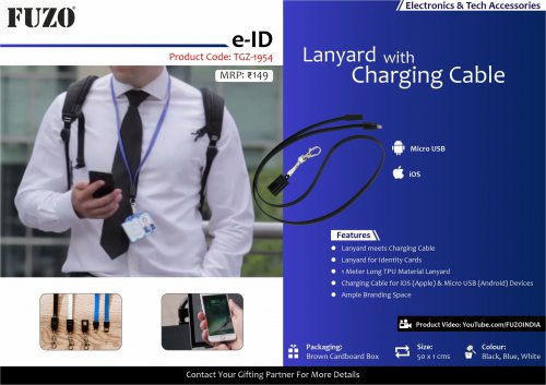 Fuzo e-ID Lanyard with charging cable GZ-1954