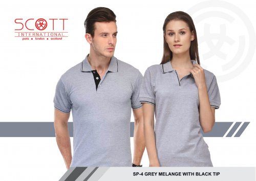 Scott Grey Melange with Black Tip T shirt