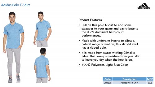 Adidas polo T shirt DN3106 Light Blue