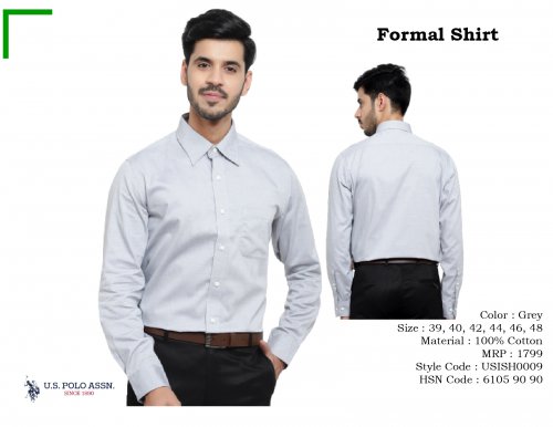 U S Polo Assn formal shirt Grey USISH0009