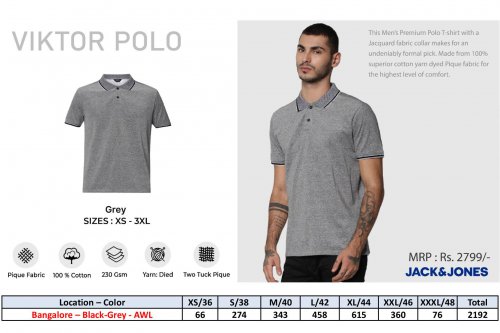 Jack and Jones Viktor Polo Grey T shirt