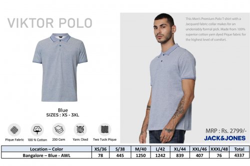 Jack and Jones Viktor Polo Blue T shirt