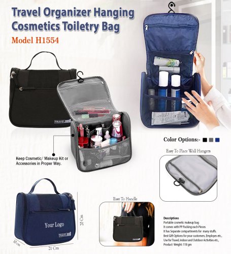 Travel organizer hanging cosmetic toiletry bag H-1554