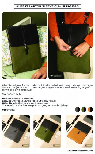 Back bencher Albert Laptop Sleeve cum sling Bag
