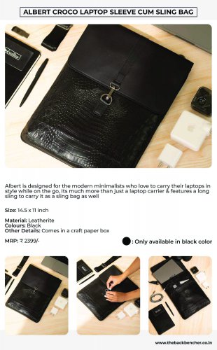 Back bencher Albert Croco Laptop Sleeve cum sling Bag