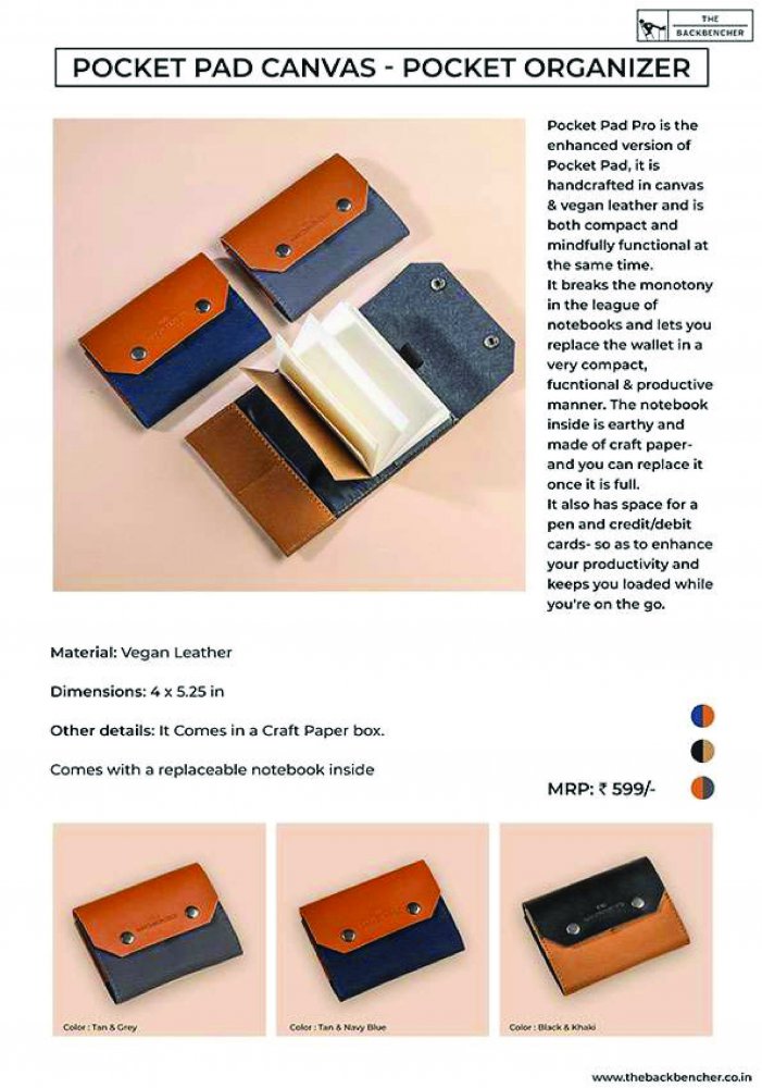 Back bencher pocket pad canvas pocket organizer