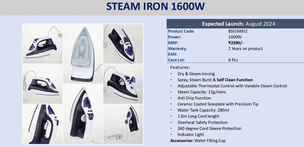 Borosil Steam Iron 1600W