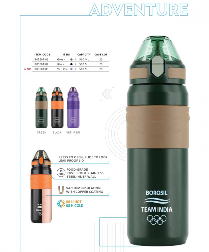 Borosil Adventure Stainless Steel 560 ml Flask