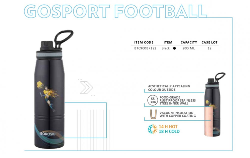 Borosil Go Sport Football 900 ml Flask