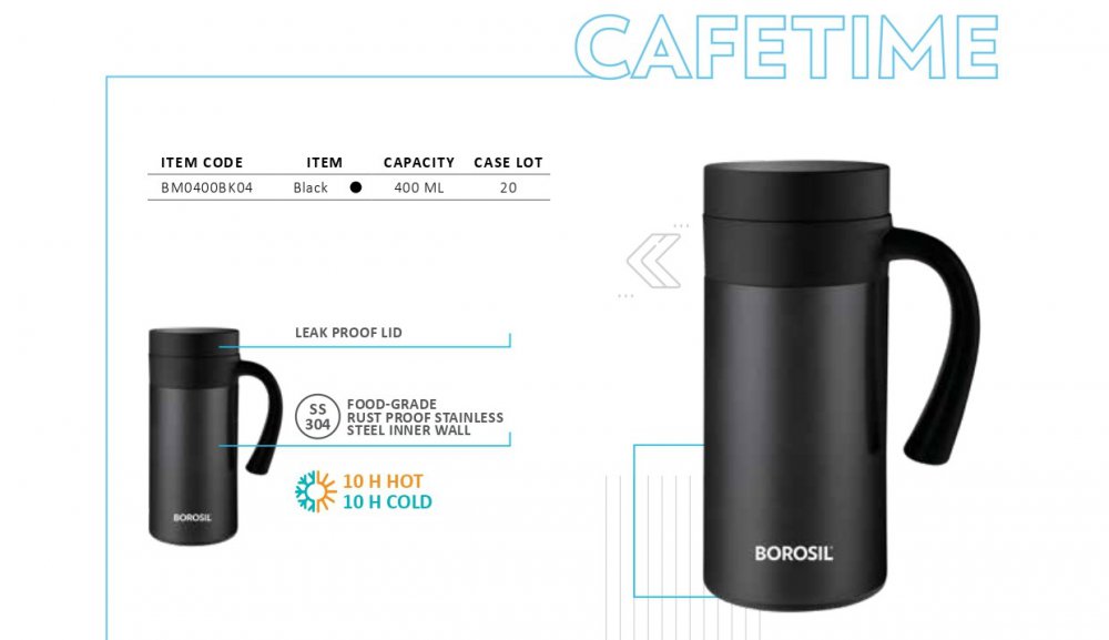 Borosil Cafetime Vaccum Insulated Mug 400 ml