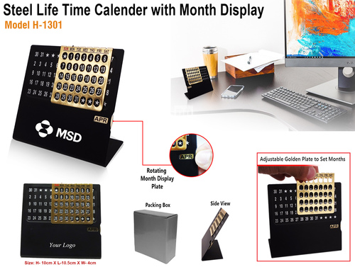 Steel Life Time Calender With Month Display H-1301