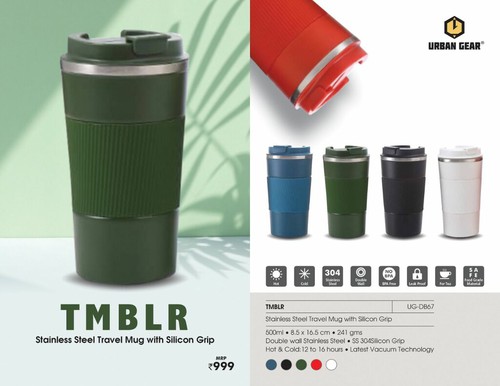 Stainless Steel Travel Mug With Silicon Grip - TMBLR - UG-DB67